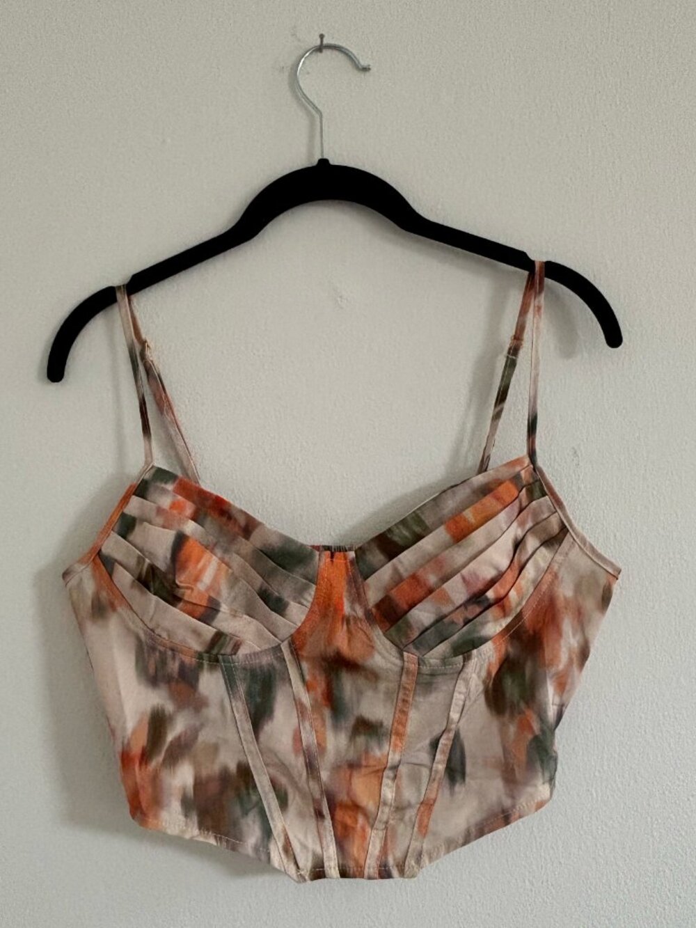 Abstract Print Bustier Corset Crop Top